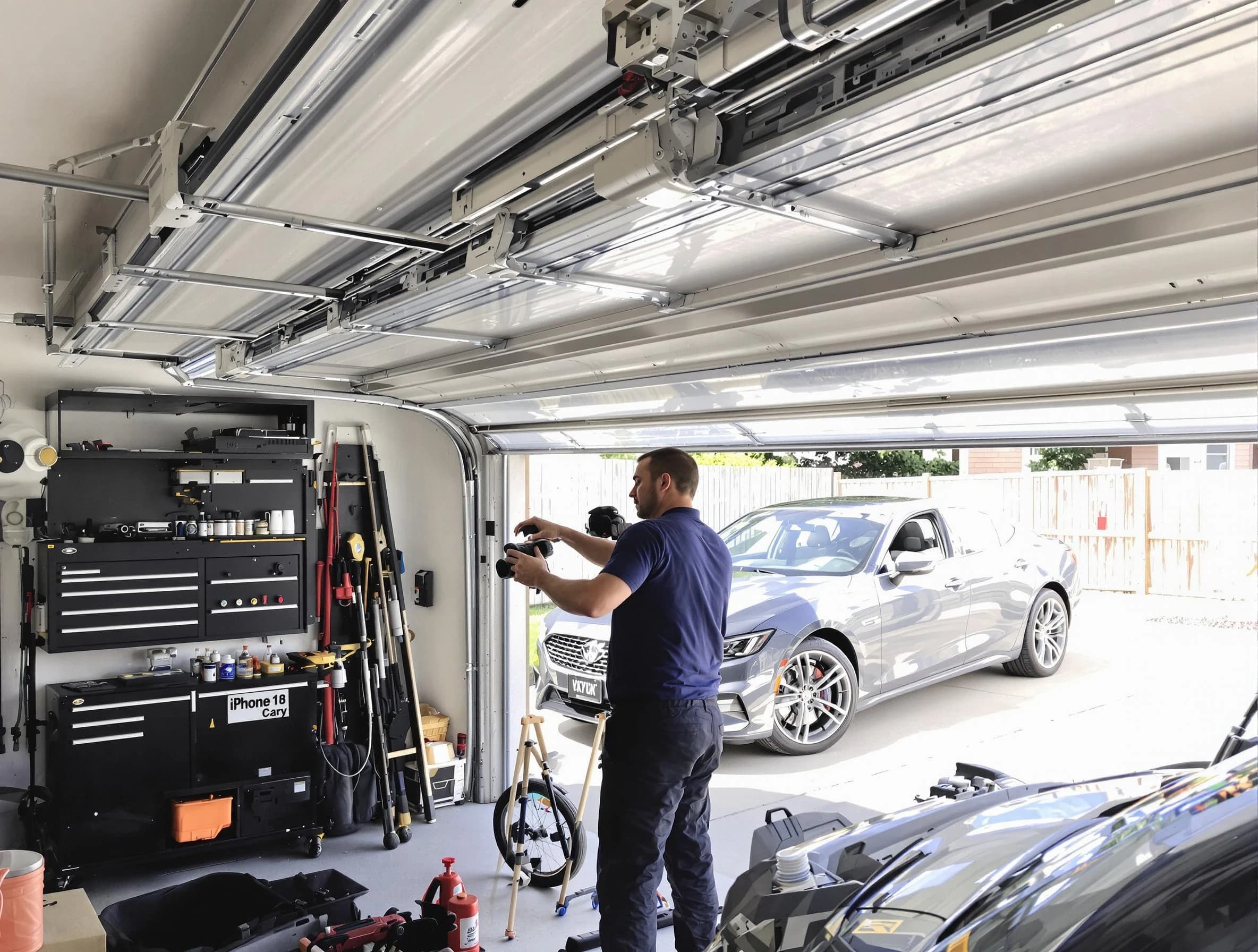 Covington Garage Door Repair technician fixing noisy garage door in Covington