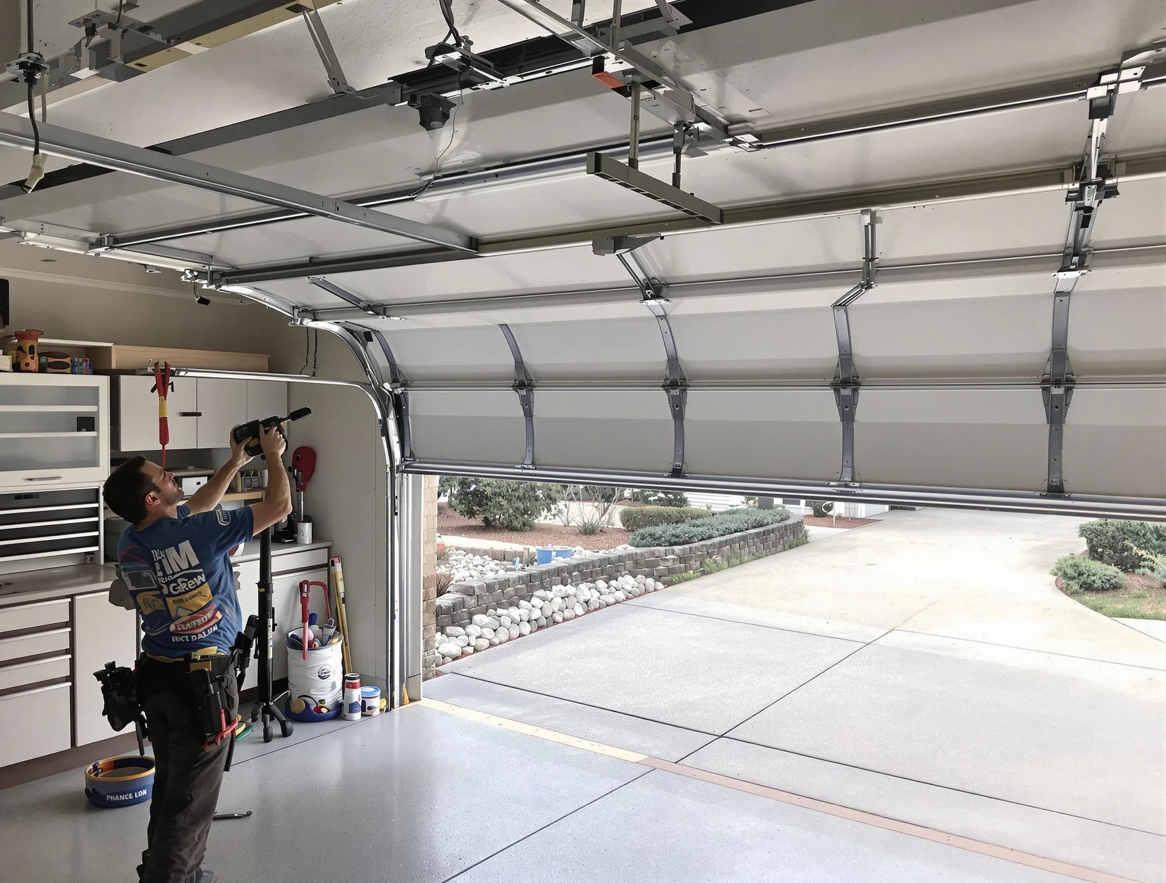 Garage door track repair service by Covington Garage Door Repair in Covington