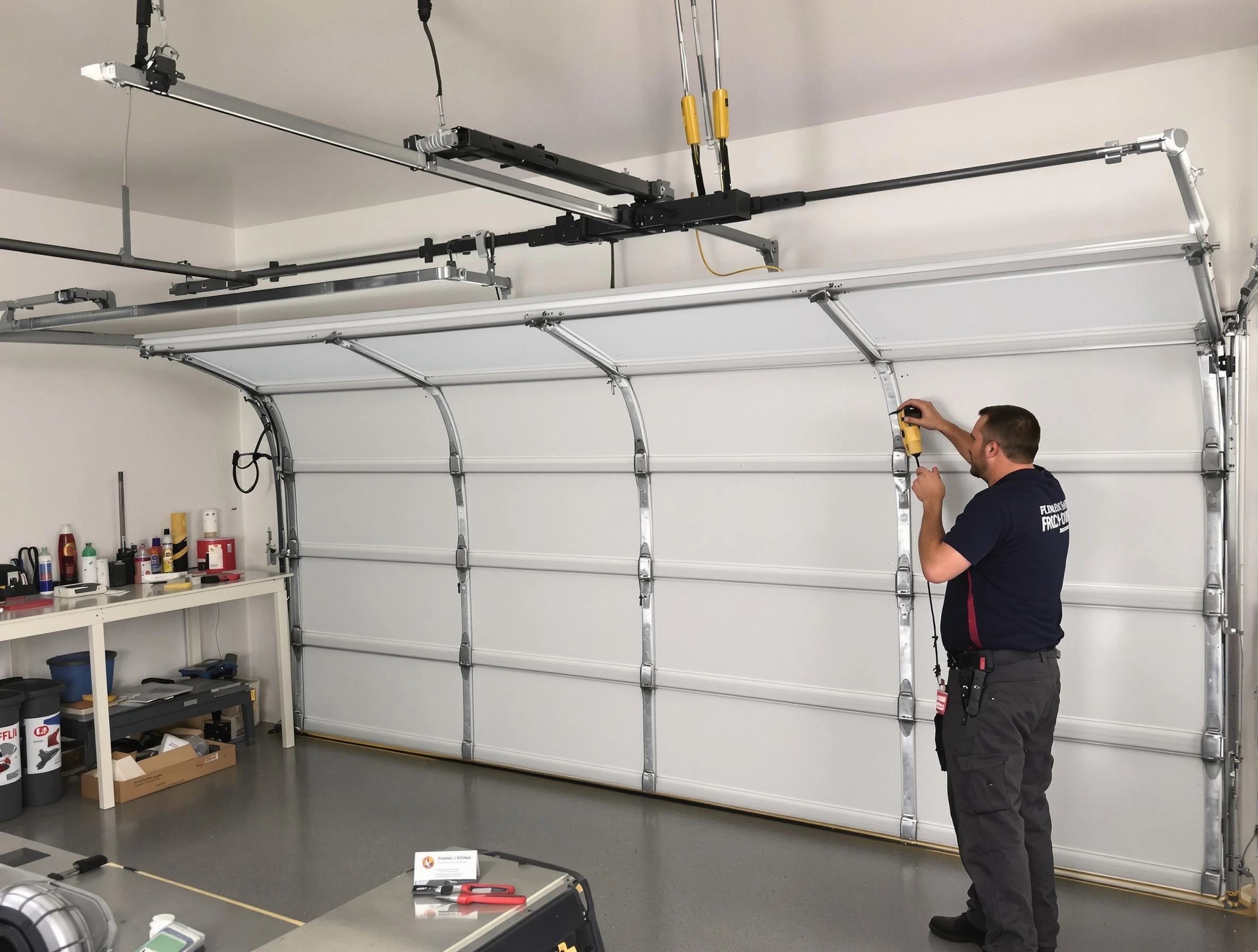 Covington Garage Door Repair certified technician performing overhead door system repair in Covington