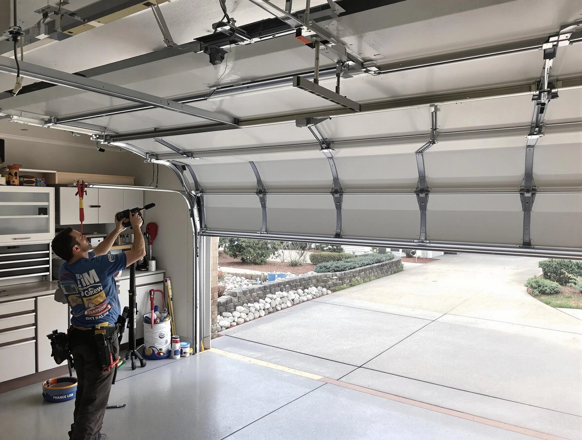 Garage door track repair service by Covington Garage Door Repair in Covington